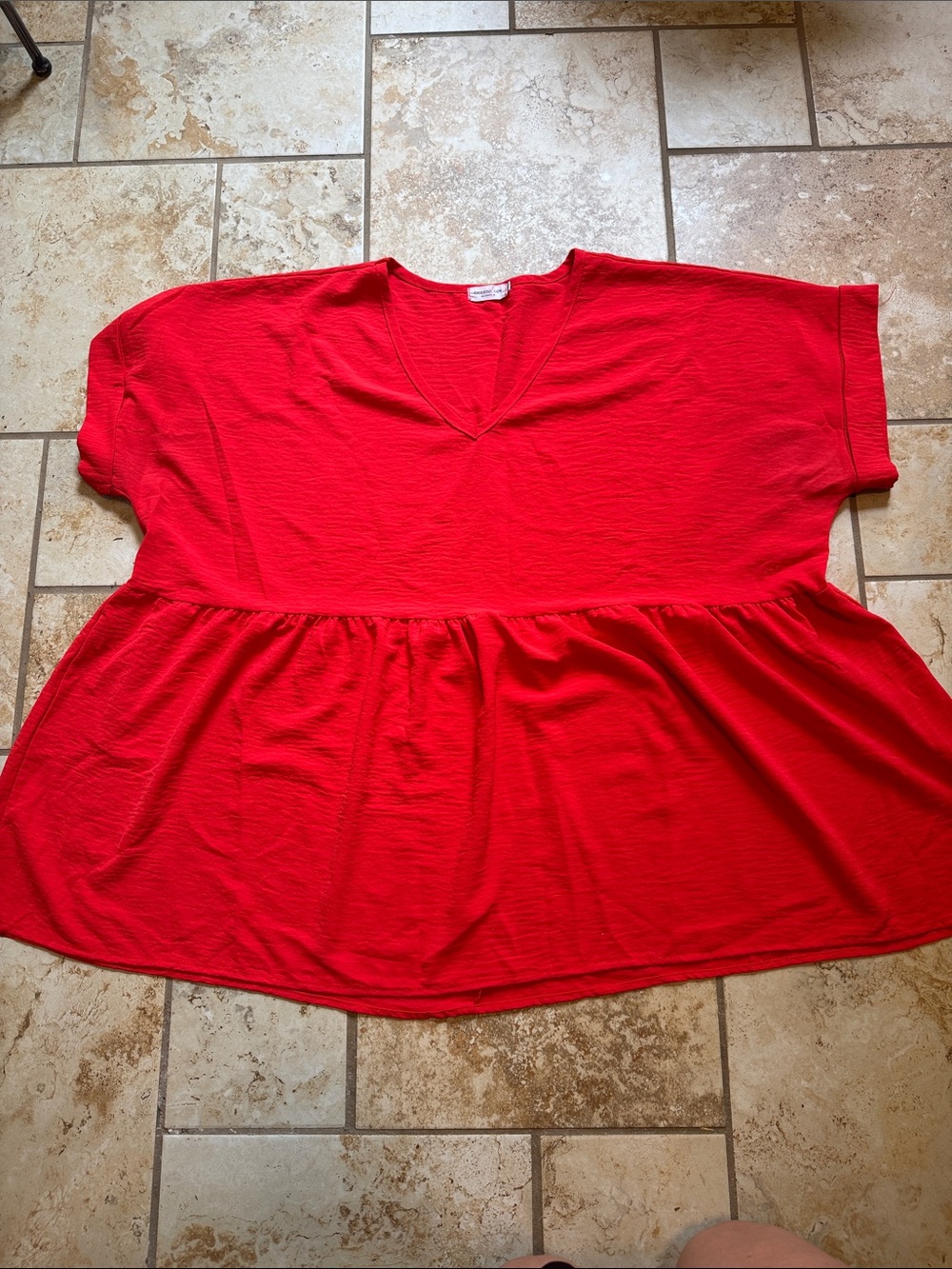 Chic Soul Red V-Neck Peplum Top
